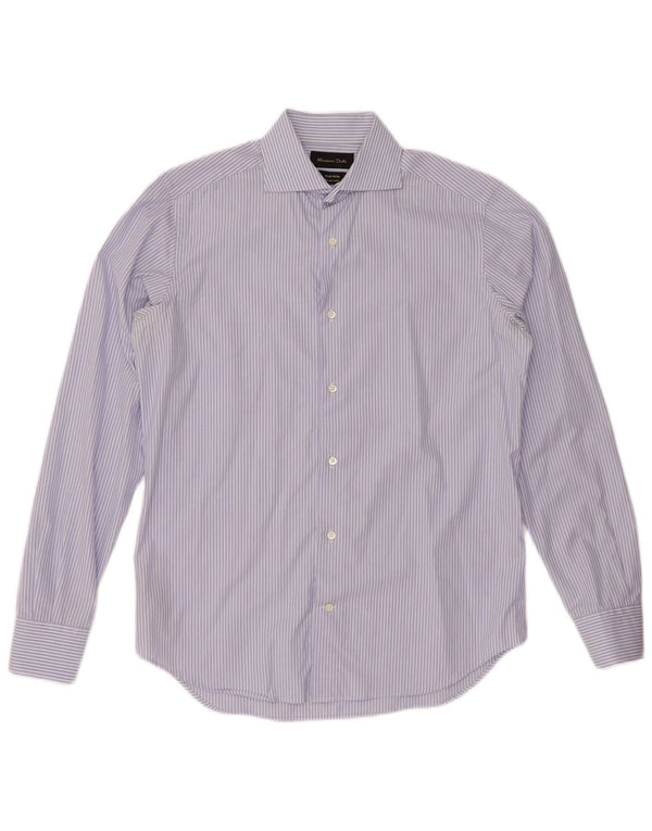MASSIMO DUTTI Camisa Hombre Talla 15 38 Algodón Rayas Azul Medio