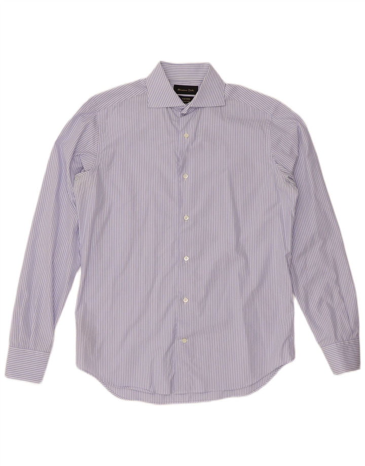 MASSIMO DUTTI Camisa Hombre Talla 15 38 Algodón Rayas Azul Medio