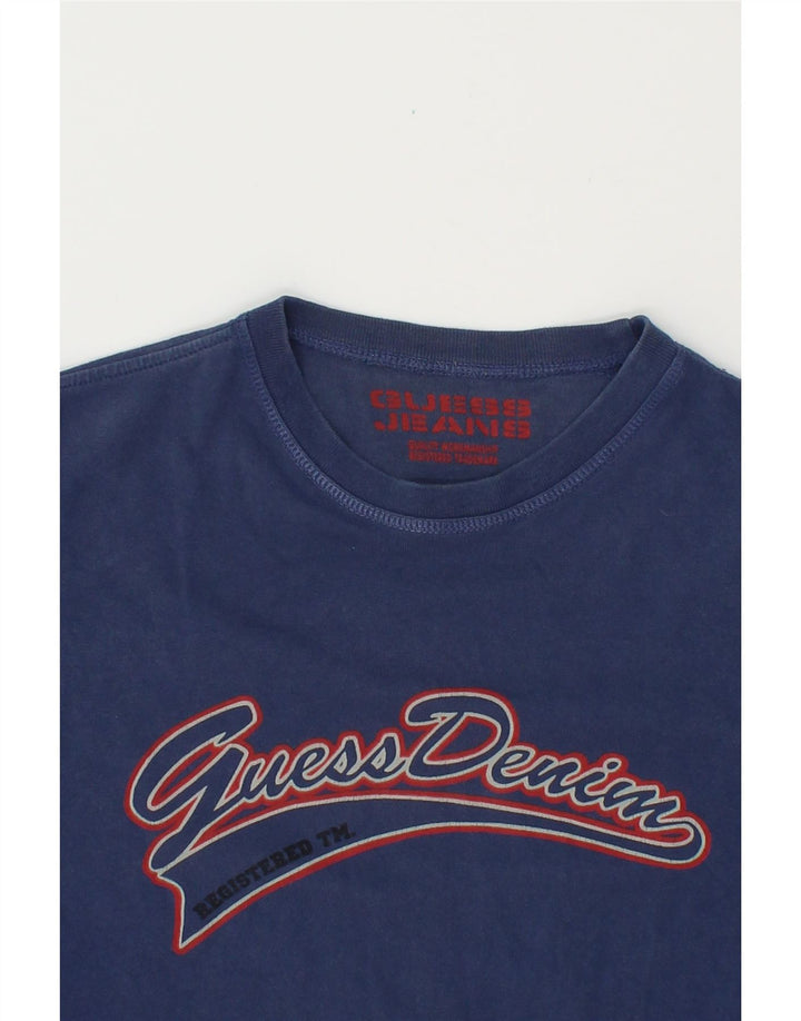 GUESS Boys Graphic Top Long Sleeve 12-13 Years Navy Blue Vintage Guess and Second-Hand Guess from Messina Hembry 