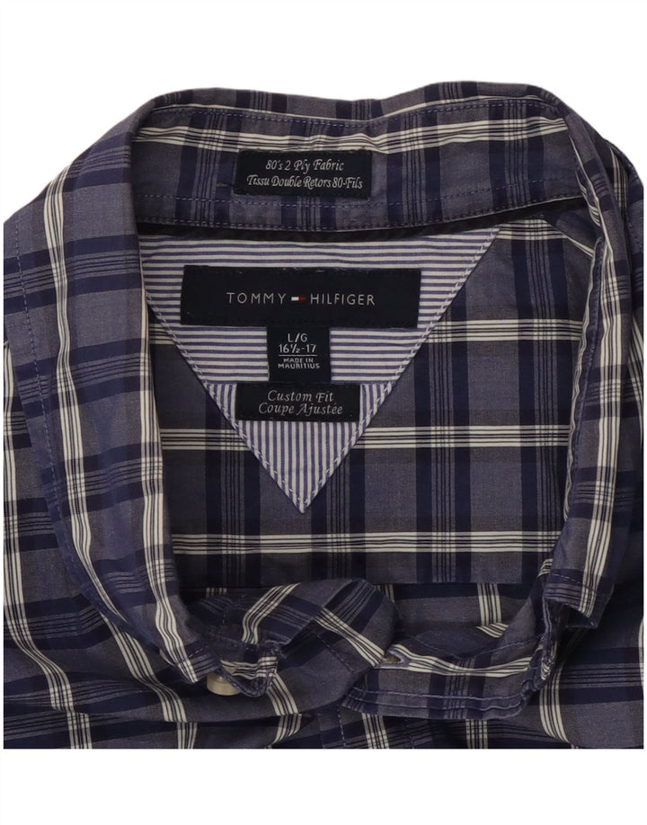 TOMMY HILFIGER Camisa de ajuste personalizado para hombre Talla 16 1/2 Cuadros azules grandes
