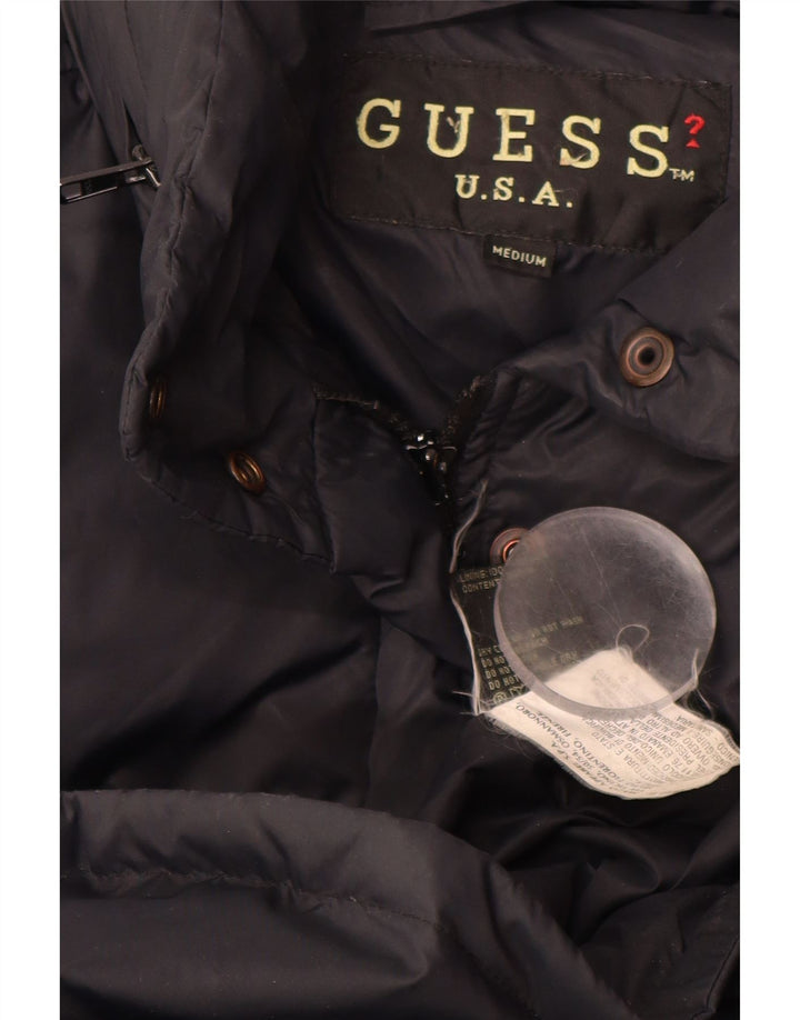 GUESS Abrigo acolchado para mujer UK 44 Mediano Nylon negro