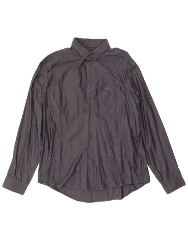 Camisa Calvin Klein para hombre NON - IRON Slim Fit Talla 45 17 3/4 XL Gris
