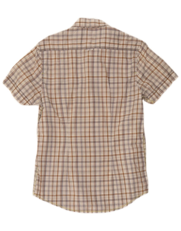 Camisa De Manga Corta Energie De Algodón A Cuadros Beige Pequeño Para Hombre