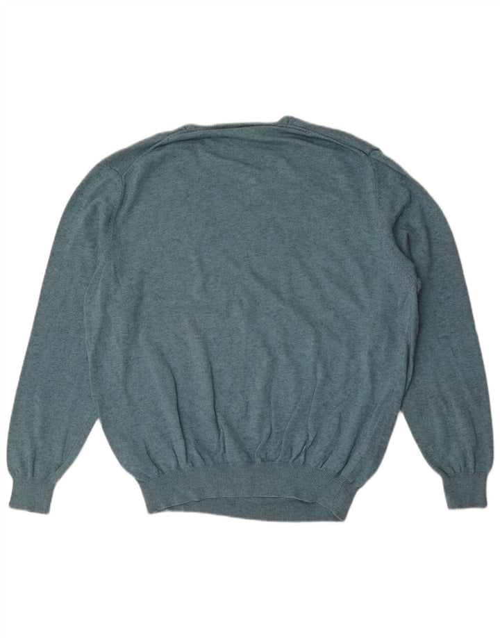 Massimo Dutti Jersey Con Cuello En V Hombre Large Azul Algodón