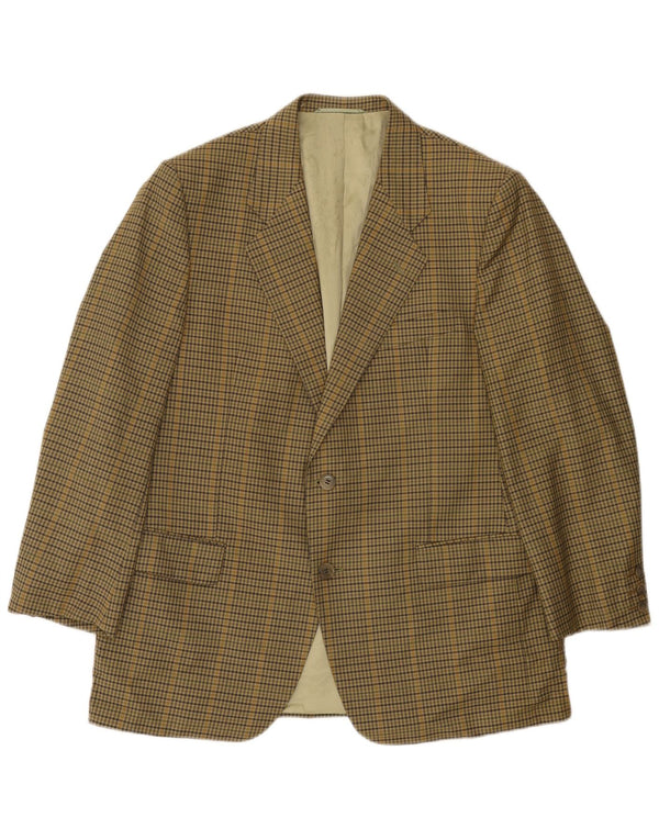 Vintage hombres 2 botones Blazer chaqueta Reino Unido 38 Medium Khaki Check