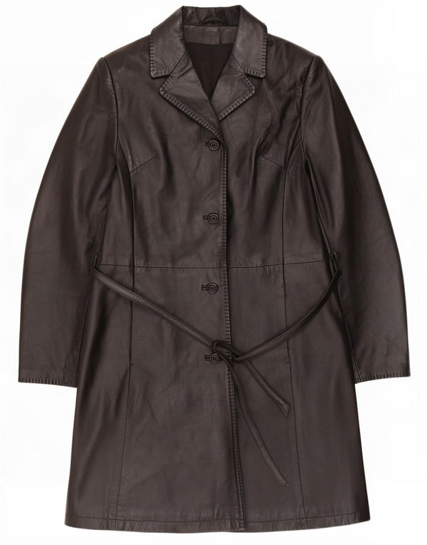 Abrigo de cuero vintage para mujer IT 50 XL Negro