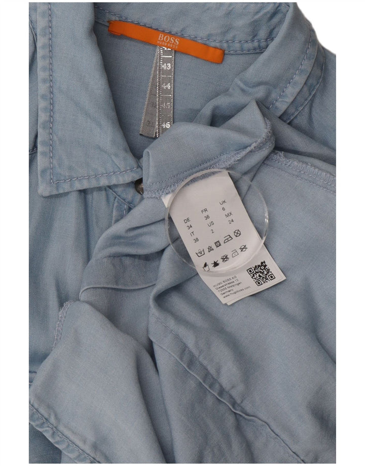 Hugo Boss Camisa extragrande para mujer UK 6 XS Azul Lyocell