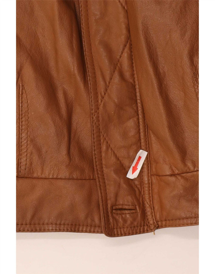 Chaqueta de cuero vintage para hombre IT 54 2XL Beige