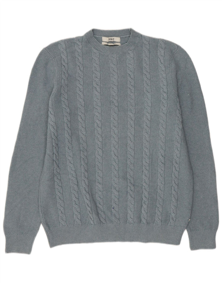 Marks & Spencer Jersey de cuello redondo para hombre Poliéster azul medio