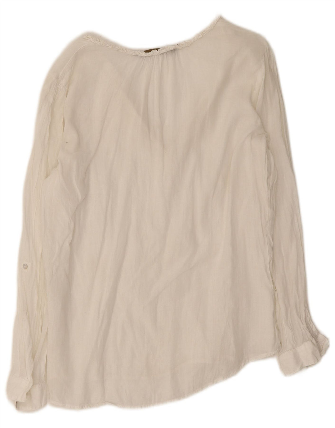 Zara Mujer Top Manga Larga UK 46 Large Blanco