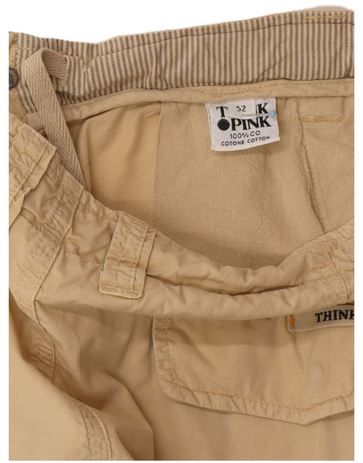 THINK PINK Pantalones cortos cargo para hombre IT 52 XL W38 Algodón beige