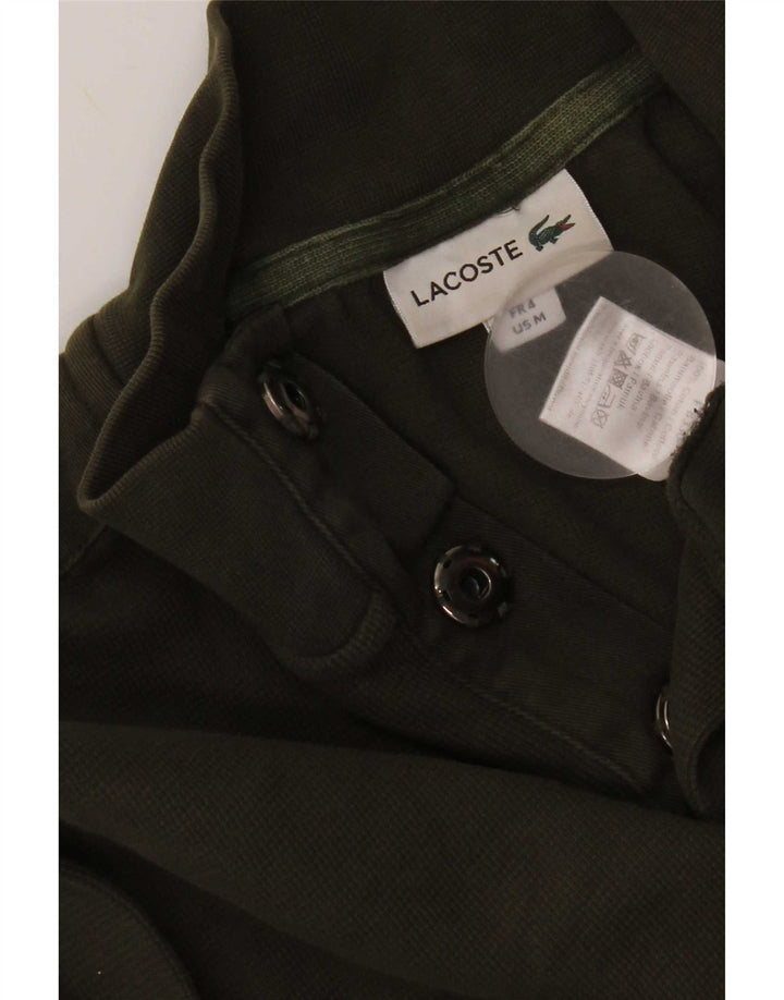 Lacoste Jersey con cuello y botones para hombre, talla 4, algodón caqui mediano