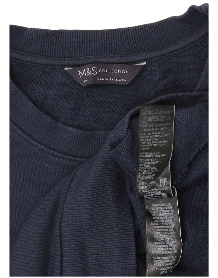 Marks & Spencer Sudadera para mujer Jumper UK 12 Medium Azul marino Algodón