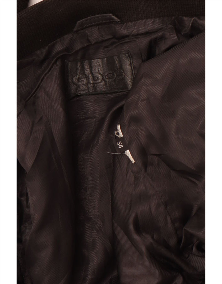 VINTAGE Chaqueta de cuero para hombre Reino Unido 38 Mediano Negro