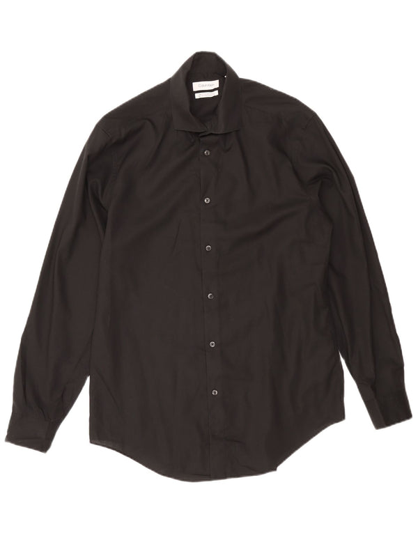 Calvin Klein Camisa Slim Fit para Hombre Talla 15 1/2 Mediana Algodón Negro