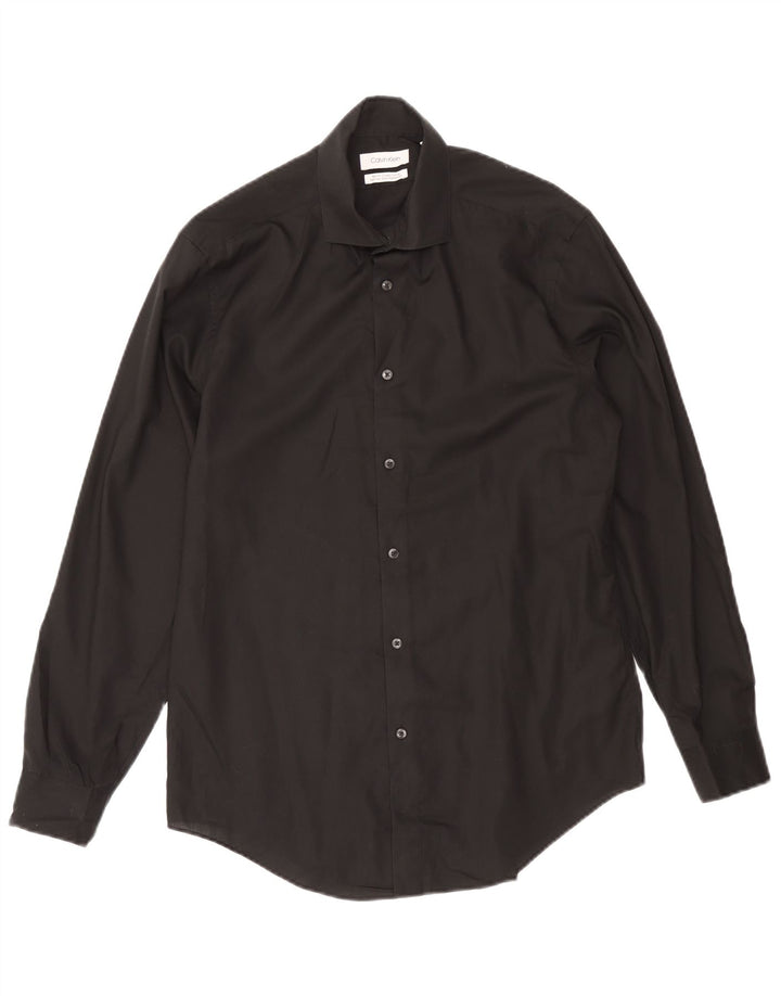 Calvin Klein Camisa Slim Fit para Hombre Talla 15 1/2 Mediana Algodón Negro