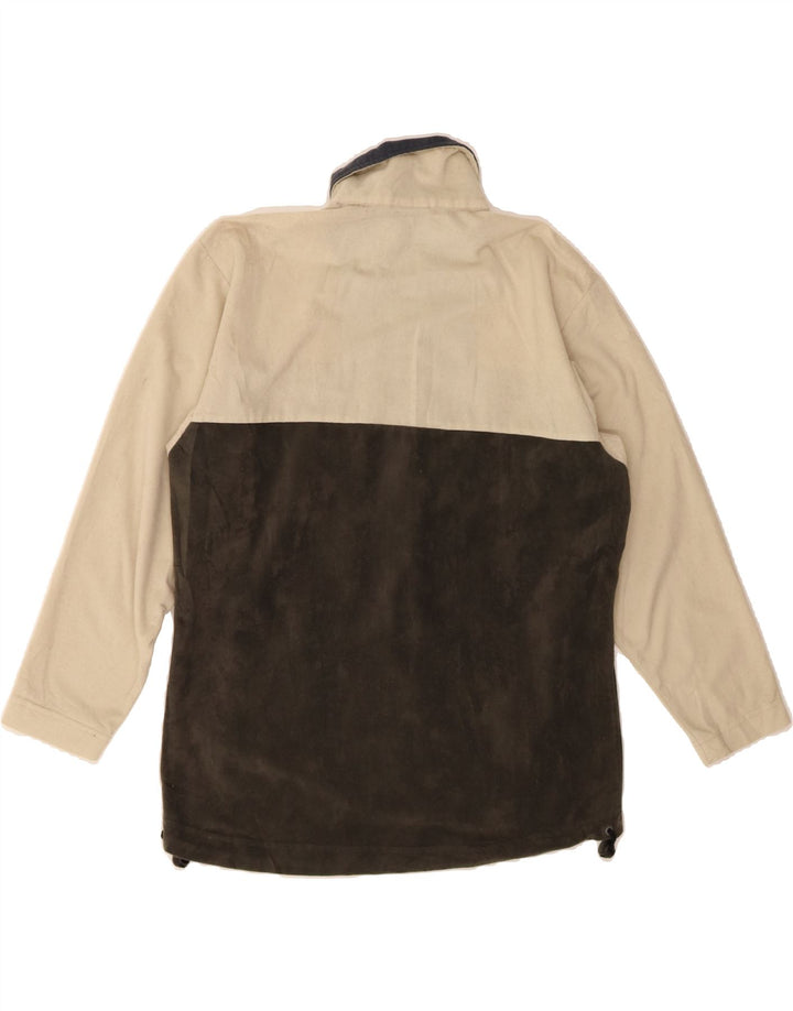ASICS Womens Oversized Fleece Jacket UK 10 Small Khaki Colourblock Vintage Asics and Second-Hand Asics from Messina Hembry 