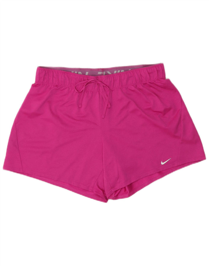 Nike - Pantalones cortos deportivos Dri Fit para mujer, talla 40, poliéster rosa grande