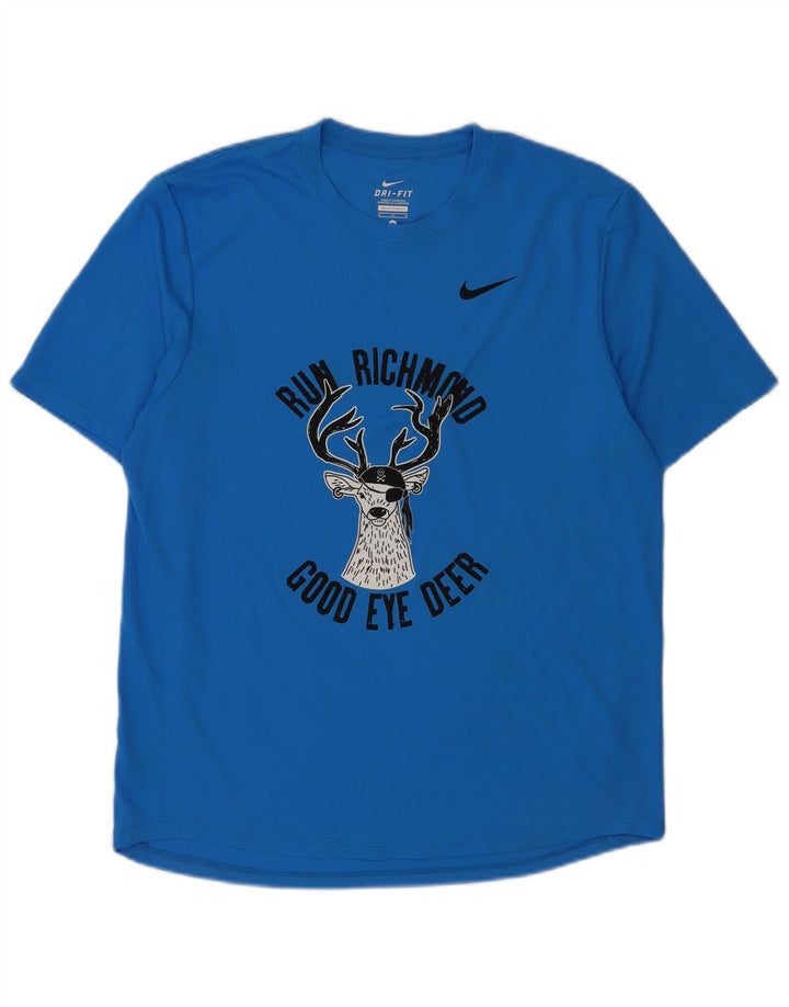 Camiseta Nike Dri Fit Graphic para hombre, parte superior de poliéster azul medio