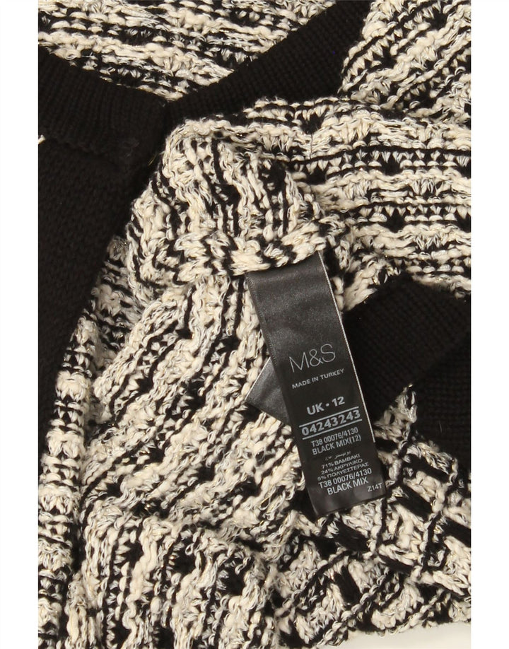 Marks & Spencer - Cárdigan para mujer, talla 40, talla mediana, algodón a cuadros, color negro