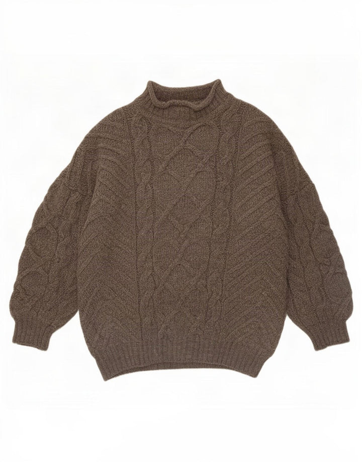 Vintage hombres tortuga cuello jersey suéter XL marrón