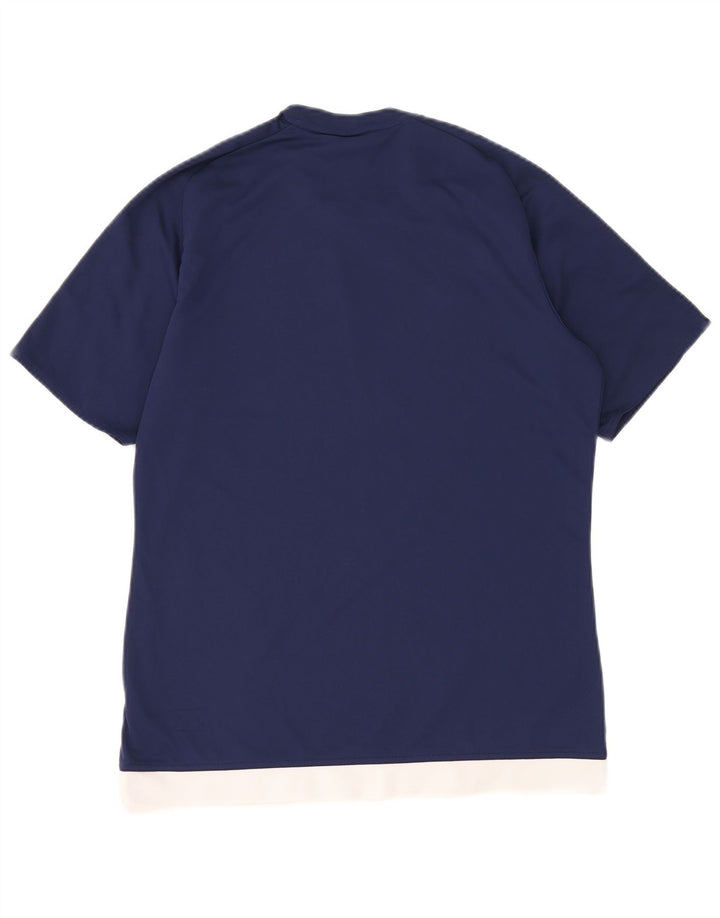 Adidas Hombre Climalite Camiseta Top Medio Azul Marino Colorblock Poliéster