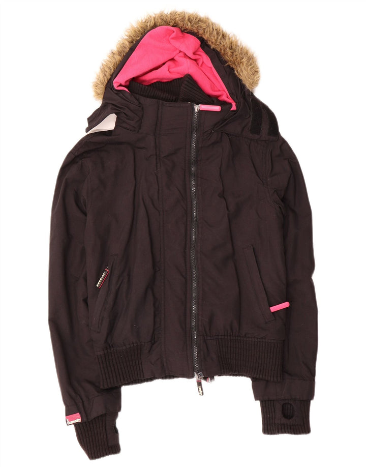 Superdry Chaqueta cortavientos con capucha The Windbomber para mujer, talla 44, talla M, color negro