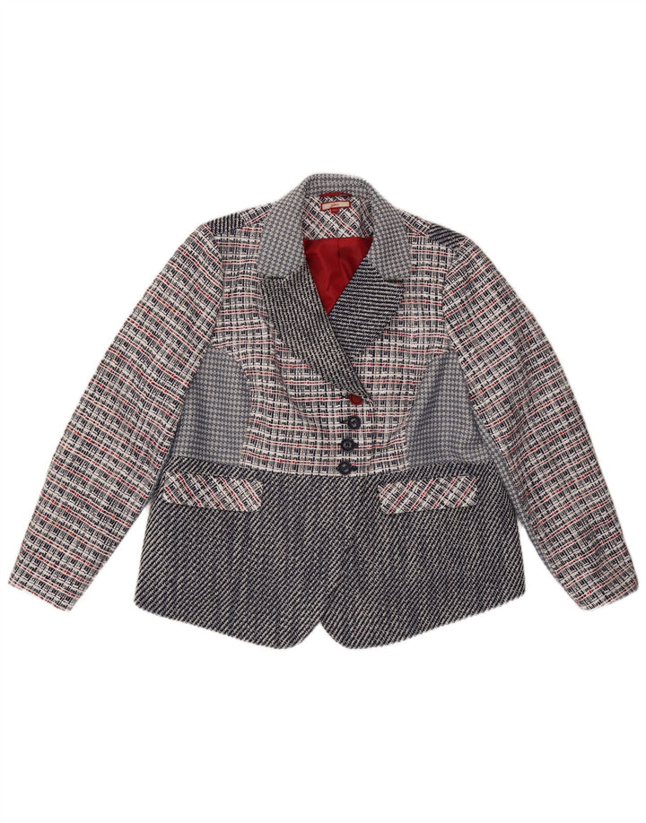 JOE BROWNS Chaqueta tipo blazer de 4 botones para mujer UK 22 3XL Azul marino a cuadros