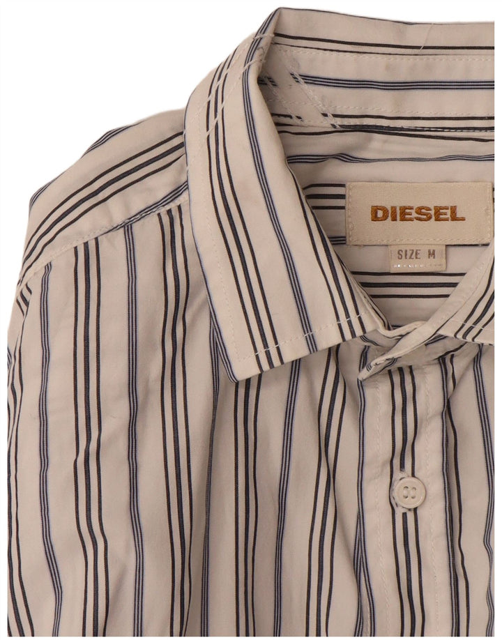 Camisa Diesel Hombre Mediana De Algodón A Rayas Blancas