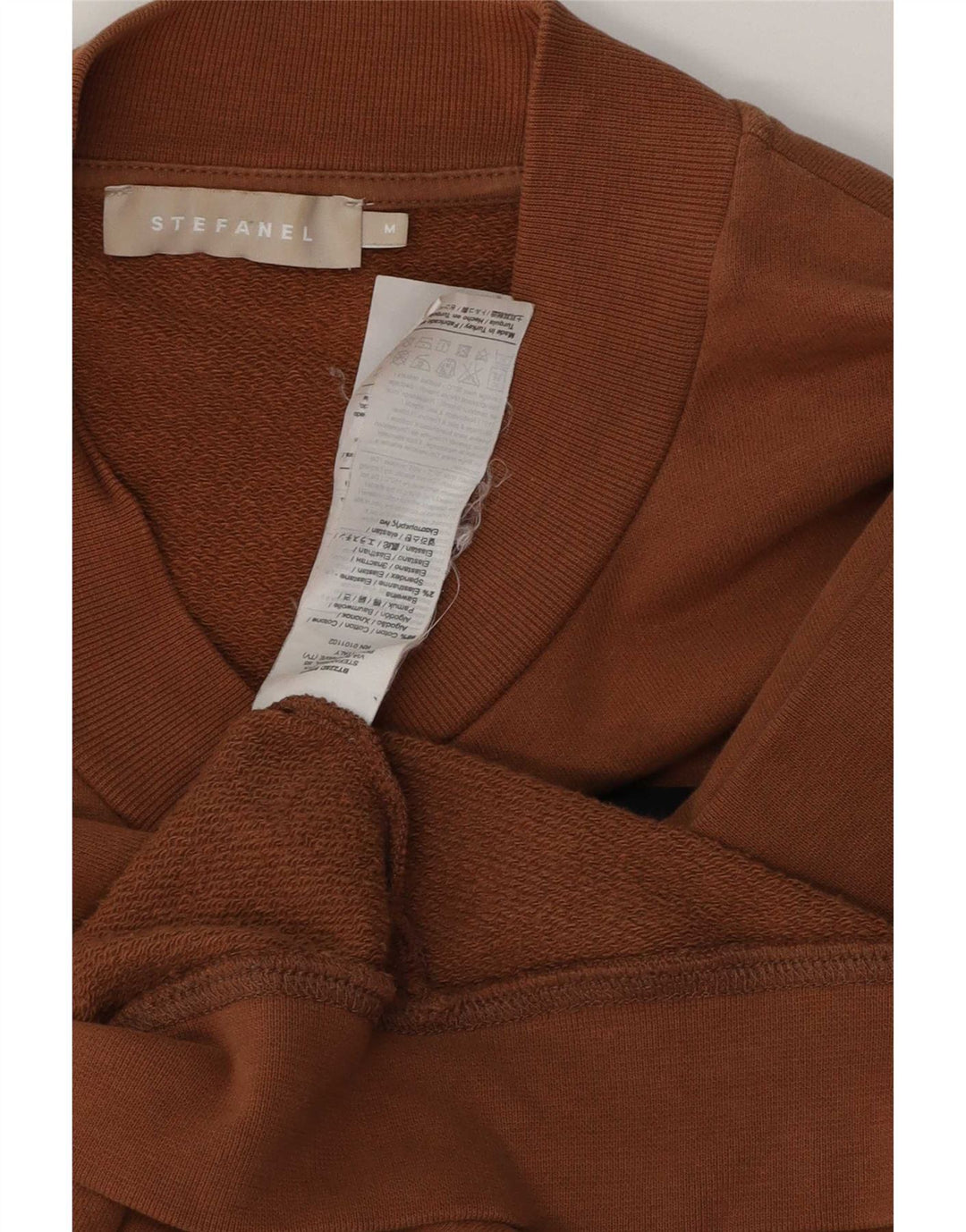 Stefanel Sudadera holgada con estampado gráfico para mujer, talla 44, color marrón medio