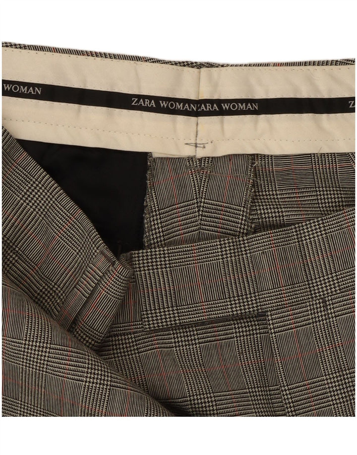 Zara Mujer Pantalón Traje Recto W32 L31 Gris Pata De Gallo Clásico