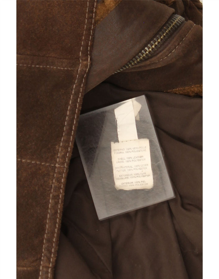 Chaqueta de cuero con capucha vintage para mujer IT 48 XL cuero marrón
