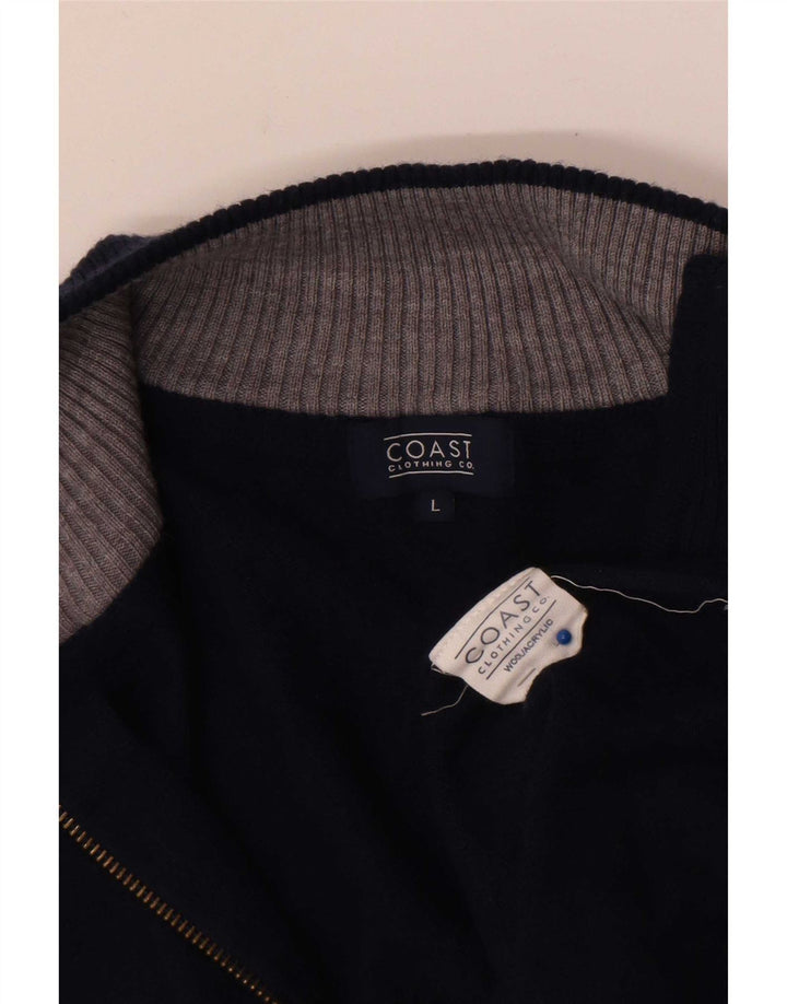 Coast - Jersey con cuello y cremallera para hombre, talla grande, lana azul marino