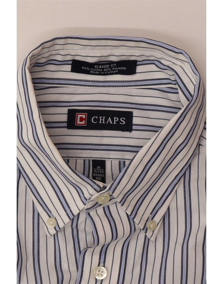 Chaps Camisa de ajuste clásico para hombre, talla 16, algodón a rayas blancas grandes