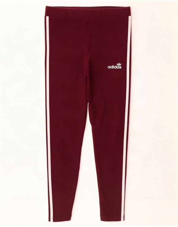 Adidas Womens Leggings UK 16 Large Burgundy Cotton