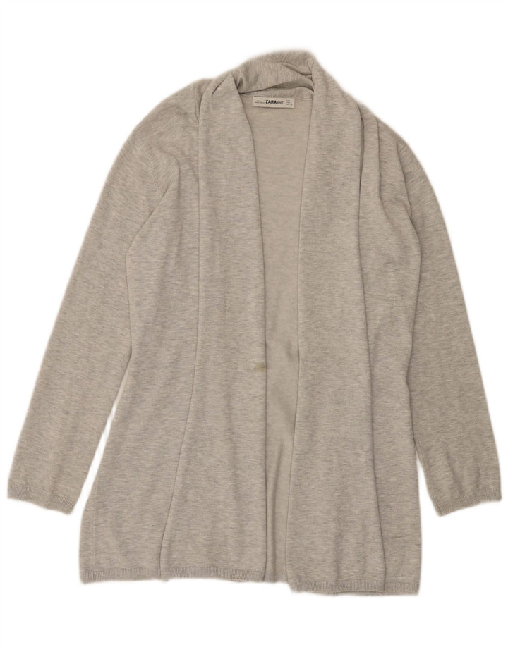 Zara Mujer Cárdigan Abierto Suéter UK 42 Viscosa Gris Medio