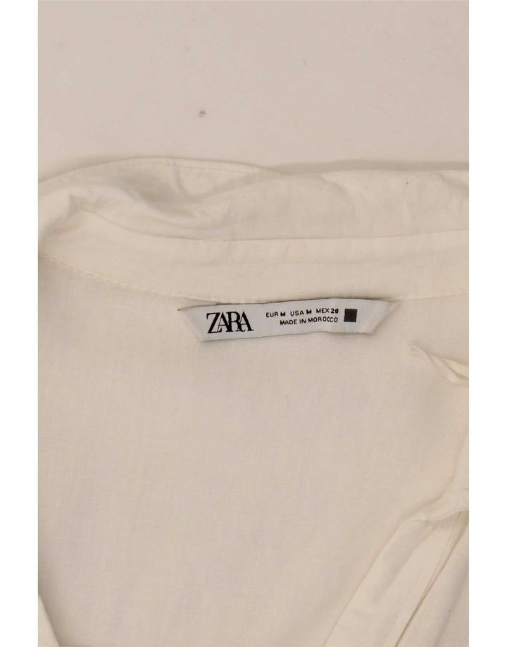 Zara Mujer Camisa Extragrande UK 44 Mediano Blanco
