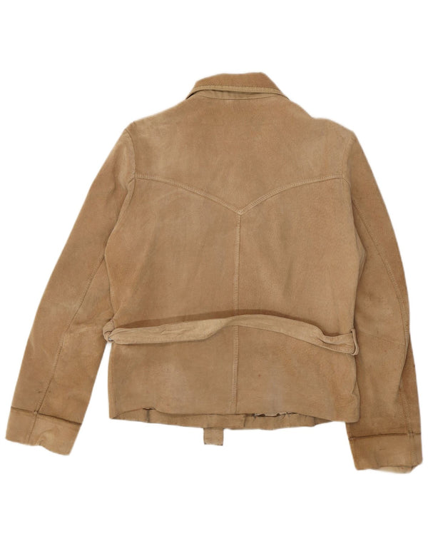 Chaqueta de ante vintage para mujer IT 48 XL Cuero beige