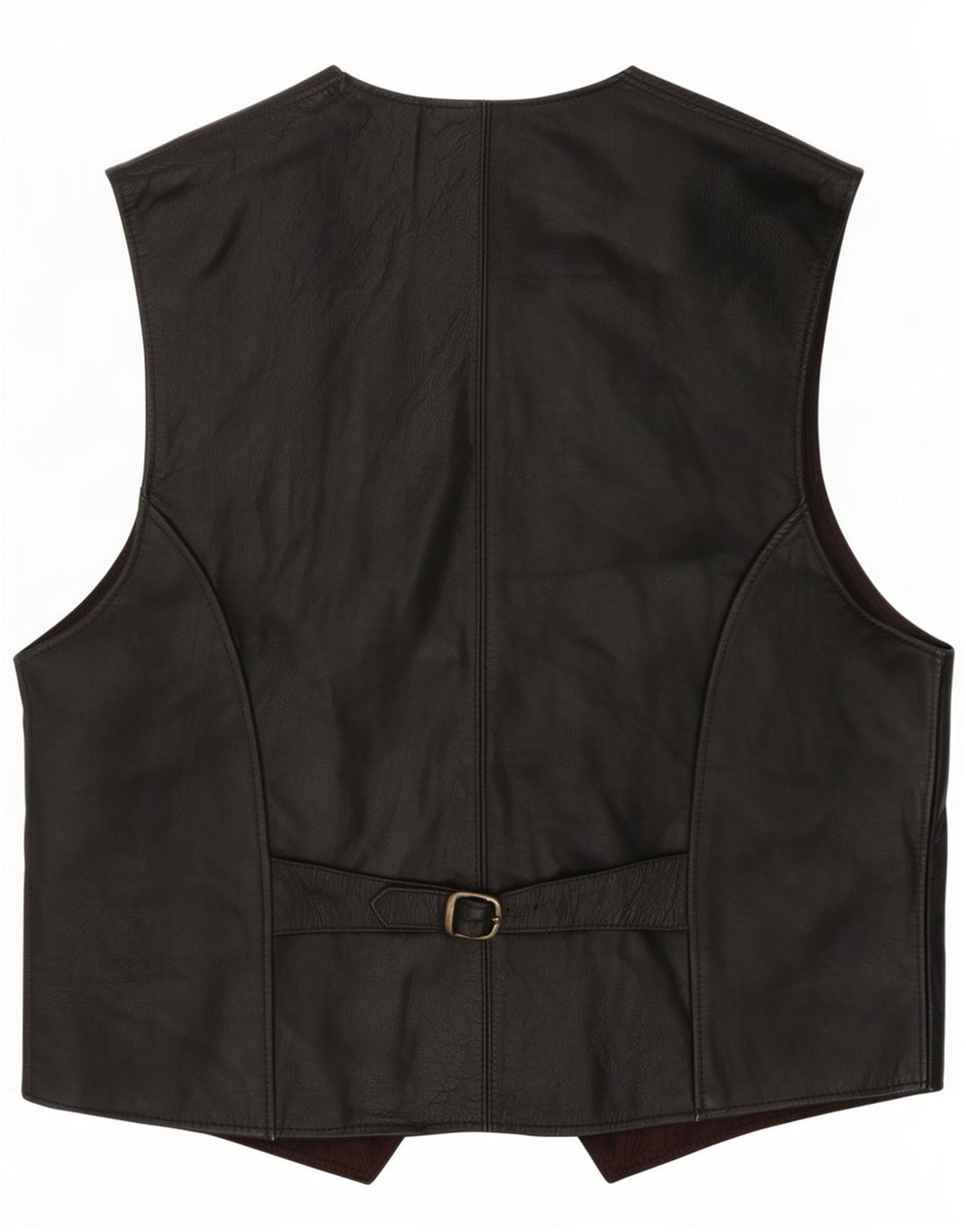 Chaleco de cuero vintage para hombre IT 52 Grande Negro