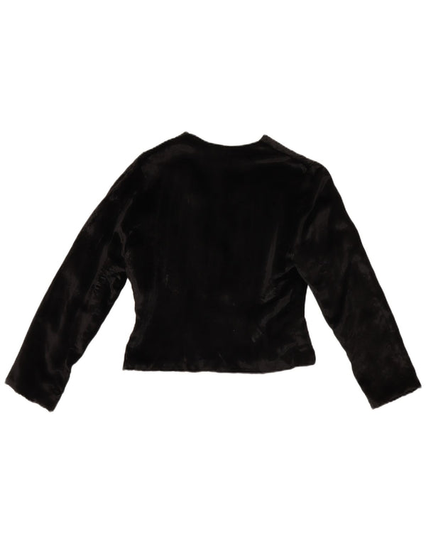 Vintage mujer terciopelo chaqueta bolero Reino Unido 10 pequeño negro
