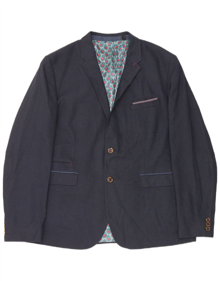 Ted Baker Chaqueta tipo blazer con 2 botones para hombre, talla 7, 3XL, poliéster azul marino