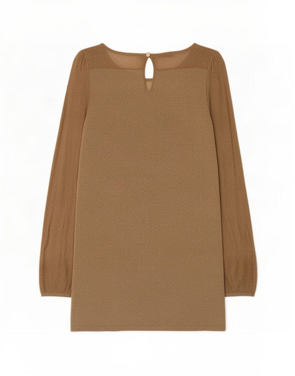 Oasis Womens Long Sleeve Jumper Dress UK 12 Medium Gold Acrylic