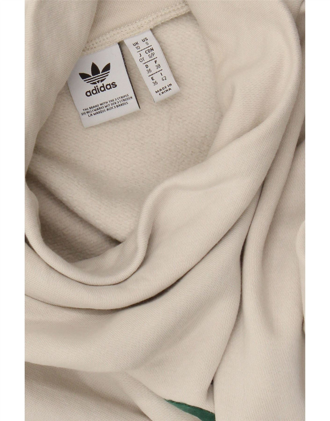 Adidas Sudadera de gran tamaño con gráfico para mujer UK 10 Small Off White