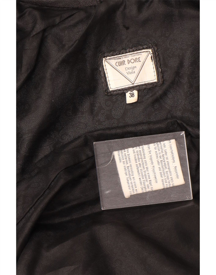 Vintage mujer chaqueta de cuero de gran tamaño EU 38 cuero negro medio