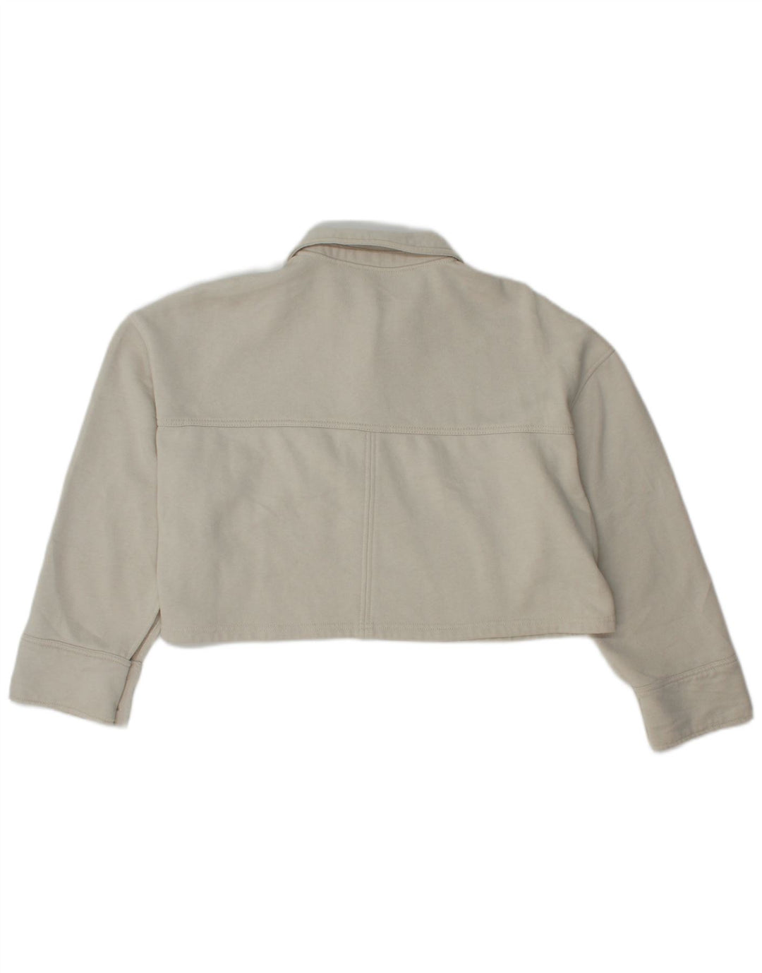 Zara Mujer Crop Polo Neck Sudadera Jumper UK 46 Grande Poliéster Blanco