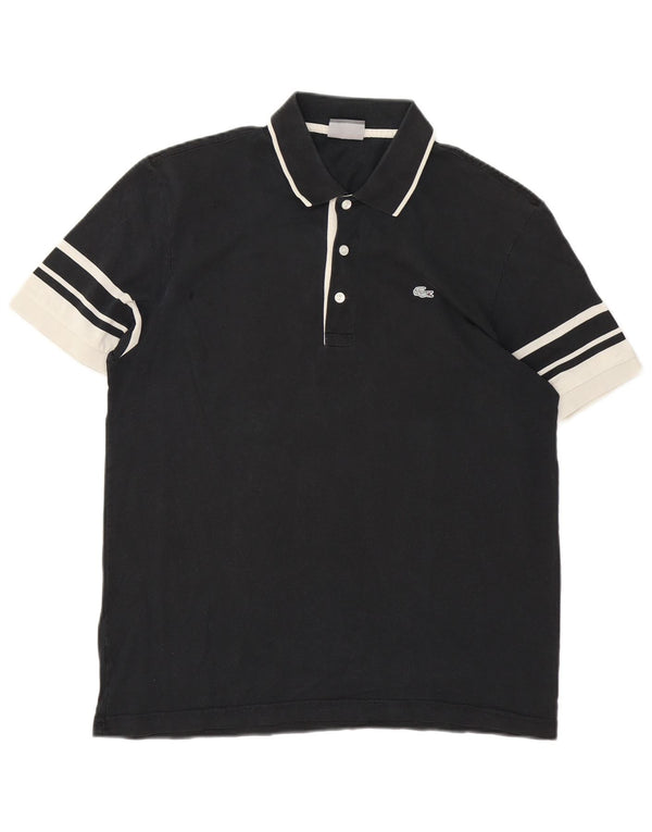 LACOSTE Polo para hombre Talla 5 Grande Algodón color block negro