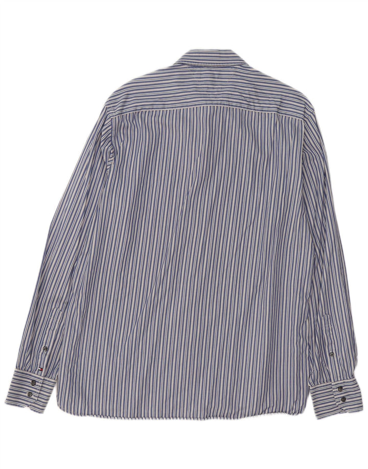 Camisa Tommy Hilfiger Hombre Grande Algodón A Rayas Azul