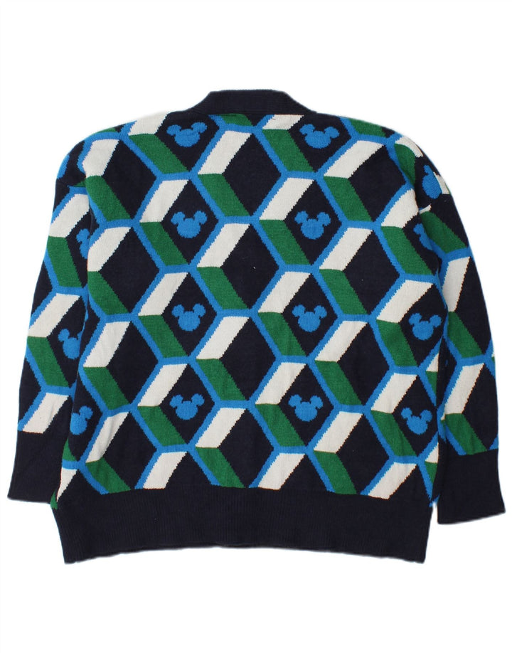 Zara Mujer Suéter Cárdigan Extragrande UK 10 Small Multicolor Geométrico