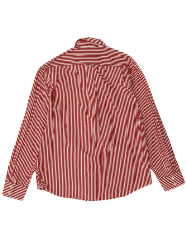 Crew Clothing Camisa de ajuste clásico para hombre 2XL Algodón a rayas rojas