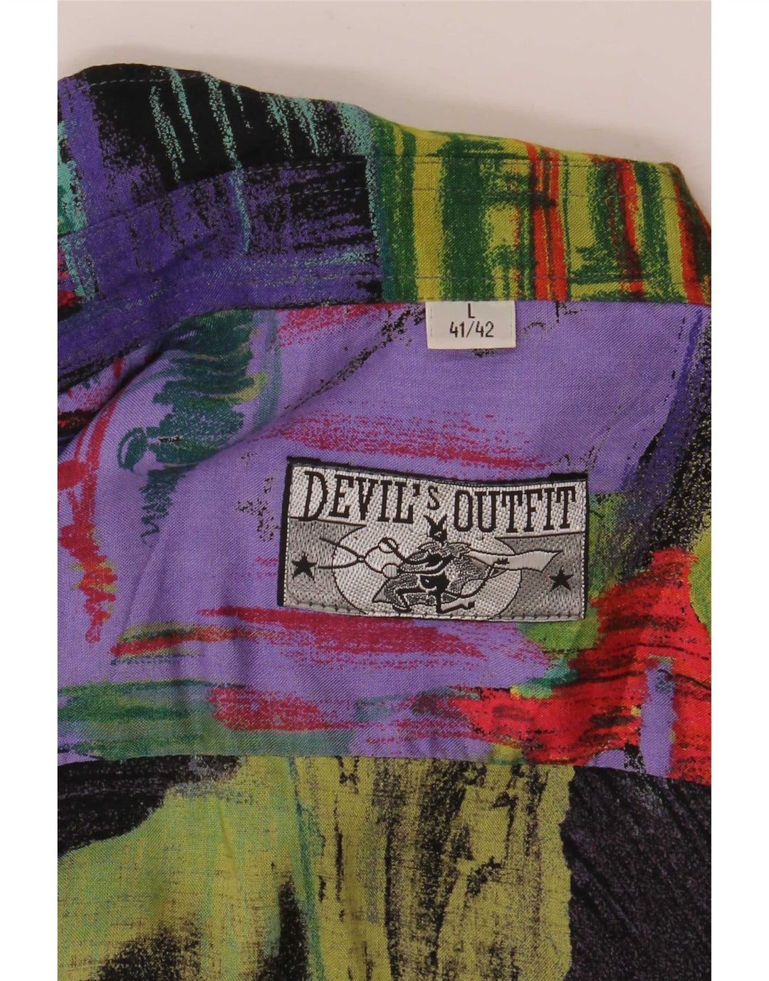 Vintage hombres patrón abstracto camisa tamaño 41/42 grande multicolor